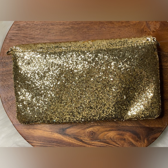 KATE SPADE Gold Sparkler Crossbody/Clutch w/Storybook Lining - Picture 4 of 11